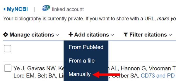 My NCBI - Manual