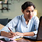 person looking at computer