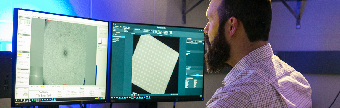 Man looking at images on the computer