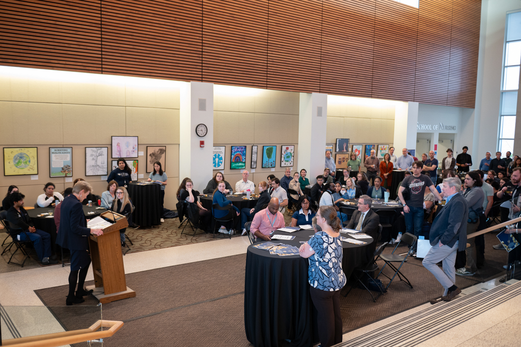 University of Rochester President Sarah Mangelsdorf addresses GEPA Awards attendees.